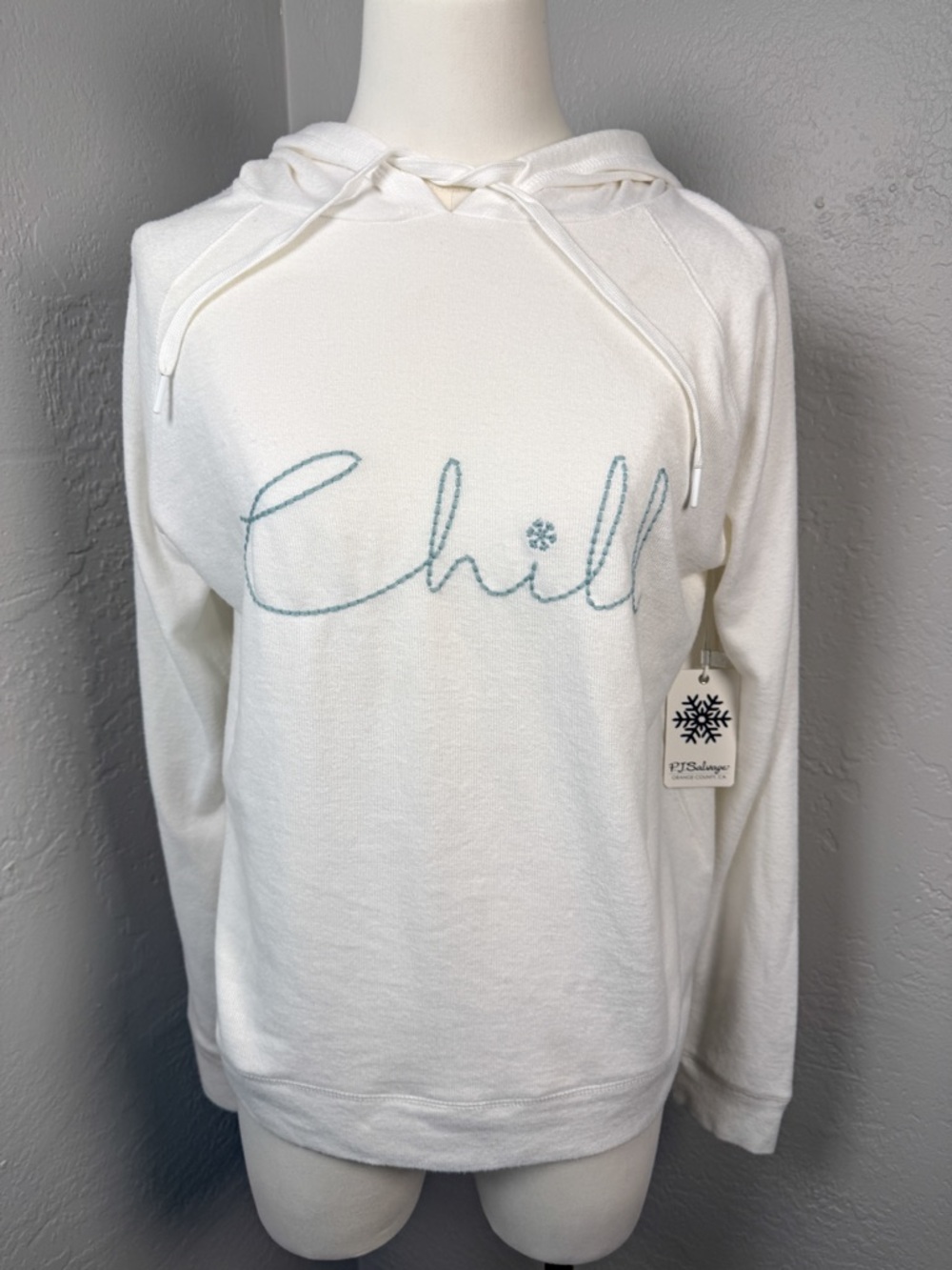 PJ Salvage Chill Hoodie Ivory Lounge Sweatshirt Soft Cozy Pullover Size M NWT